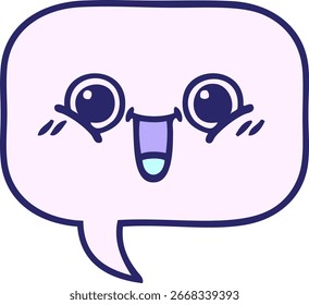 Dibujos animados lindos de una burbuja de discurso en color neón brillante