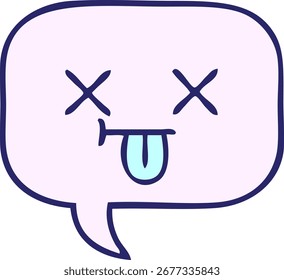 cute cartoon of a speech bubble in bright neon color