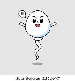 Cute cartoon sperm character with happy expression in modern style design