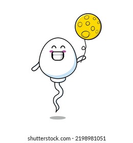 Espíritu de dibujos animados con globo lunar ilustración vectorial