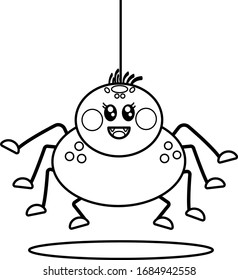 cute cartoon spider coloring page