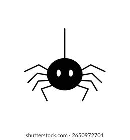 Uma aranha de desenho animado bonito pendurado a partir de um fio, perfeito para Halloween ou projetos de natureza temática.