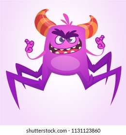 Cute cartoon spider monster. Vector illustration for Halloween. Design for children book, sticker, print or party decoration