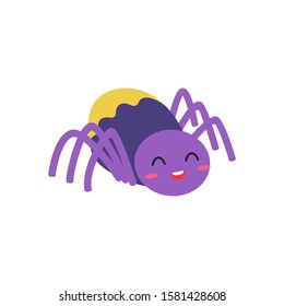 Cute cartoon Spider vector illustration, simple flat design template.