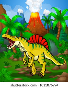 Cute cartoon spinosaurus. Vector illustration of a cartoon dinosaur.