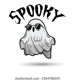 Cute cartoon spooky Ghost Character Vector Mascot Logo Design.
