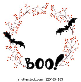 Cute cartoon spooky wreath.