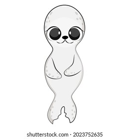 Cute cartoon sppotted fur seal. Vector illustration.