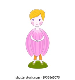 Cute cartoon spring fairy illustration. Tulip flower elf character. Forest and garden creature.