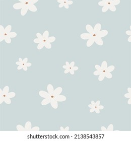 Cute cartoon spring flowers. Awesome vector print and seamless pattern	
