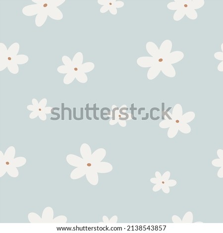 Cute cartoon spring flowers. Awesome vector print and seamless pattern	
