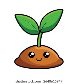 Cute cartoon sprout with friendly face, perfect for children's books or educational materials.