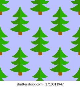 Cute cartoon spruce tree. Coniferous forest seamless pattern. Winter woodland background. Vector illustration. 