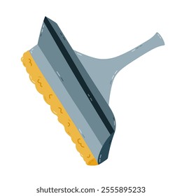 Cute cartoon squeegee mop to wash window, mirror, ceiling, walls. Hand drawn squeegee scraper for cleansing glass material. Funny clipart of device to tidy up apartment isolated on white background.