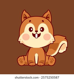 A cute cartoon squirrel with big cheeks and a cheerful expression