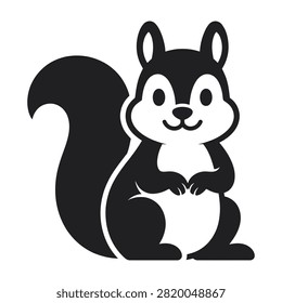 A cute cartoon squirrel with a big smile and shiny eyes sitting on its hind legs