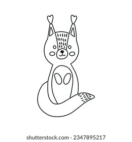 Cuto libro de colorear ardilla para niños.