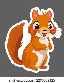 Cute cartoon squirrel cub. sticker. Vector graphics EPS10