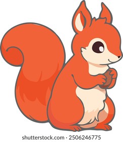 A cute, cartoon squirrel holding an acorn, perfect for children's books and educational materials.