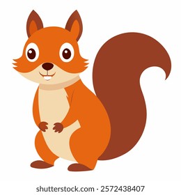 Cute cartoon squirrel isolated on white background. Side view. Vector illustration.