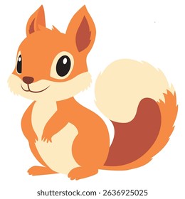 Cute cartoon squirrel isolated on white background, color, vector illustration