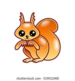 Cute cartoon squirrel isolated on white vector illustration