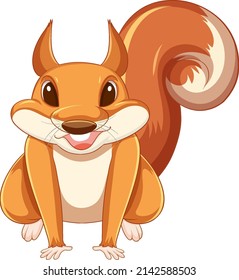 Cute cartoon squirrel on white background illustration