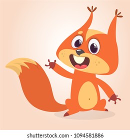 Cute cartoon squirrel in playful mood. Vector illustration isolated