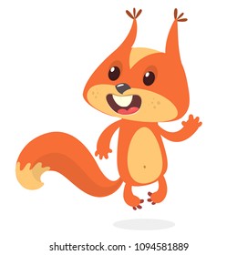 Cute cartoon squirrel in playful mood. Vector illustration.