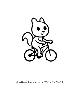 Cute cartoon squirrel riding a bicycle