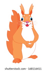 Cute cartoon squirrel standing up