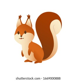 Cute cartoon squirrel. Sweet friendly animal