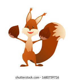 Cute cartoon squirrel. Sweet friendly animal