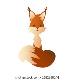 Cute cartoon squirrel. Sweet friendly animal