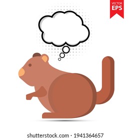 Cute cartoon Squirrel with thought bubble isolated on white background. Animal symbol for your web site design, logo, app, UI. Eps10 vector illustration.