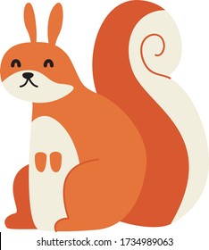 Cute Cartoon squirrel, Vector illustration squirrel on a white background. Drawing for children