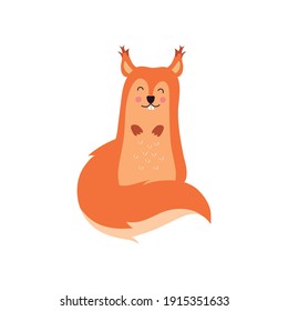 Cute cartoon squirrel. Vector illustration isolated on white background.