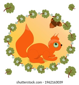 Cute cartoon squirrel. Vector Illustration.
