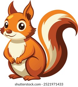 Cute Cartoon Squirrel Vector Illustration with Bushy Tail 