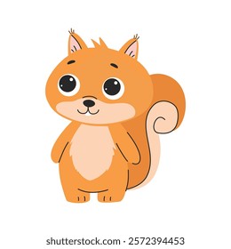 Cute cartoon squirrel. Vector illustration isolated on a white background.