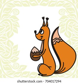 Cute cartoon squirrel. Vector illustration.