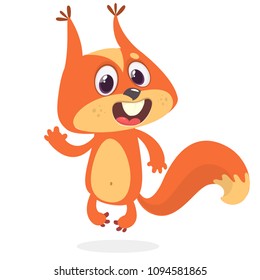 Cute cartoon squirrel waving paw. Vector clip art illustration with simple gradients.