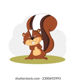 cute cartoon squirrel white background
