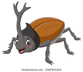 Cute cartoon stag beetle. Vector illustration