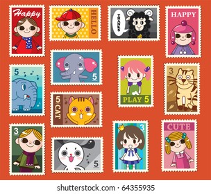 cute cartoon stamps