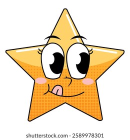 Cute cartoon star with eyes and mouth. Vector illustration isolated on white background