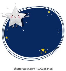 Cute cartoon star with five point, vector character.