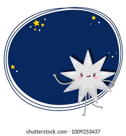 Cute cartoon star with nine point, vector character.