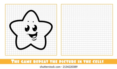 Cute cartoon Star outlined the game repeat the picture in the cells