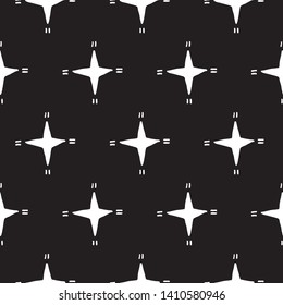 Cute cartoon star pattern with hand drawn stars. Sweet vector black and white star pattern. Seamless monochrome doodle star pattern for textile, wallpapers, wrapping paper, cards and web.